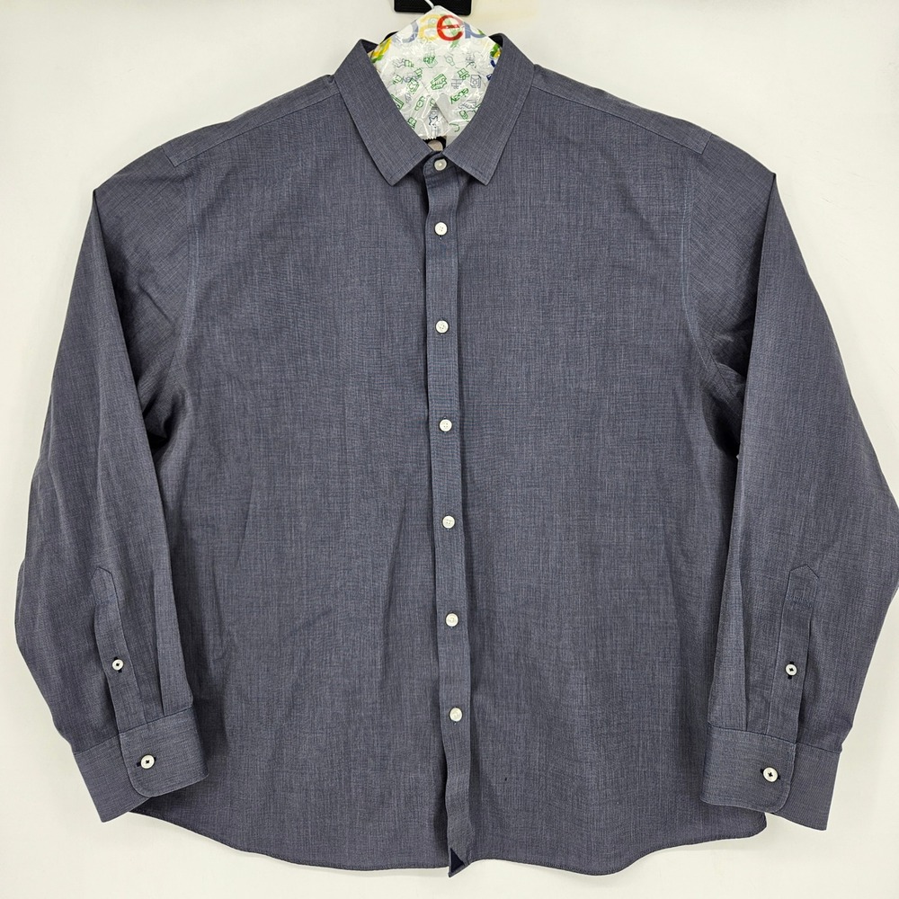 Untuckit Shirt Mens 3XL Button Up Casual Gray Long Sleeve Preppy Wrinkle Free